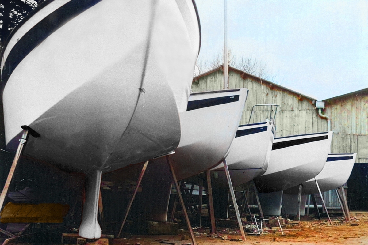 Muscadets (plan Philippe Harlé) devant le chantier de Rezé